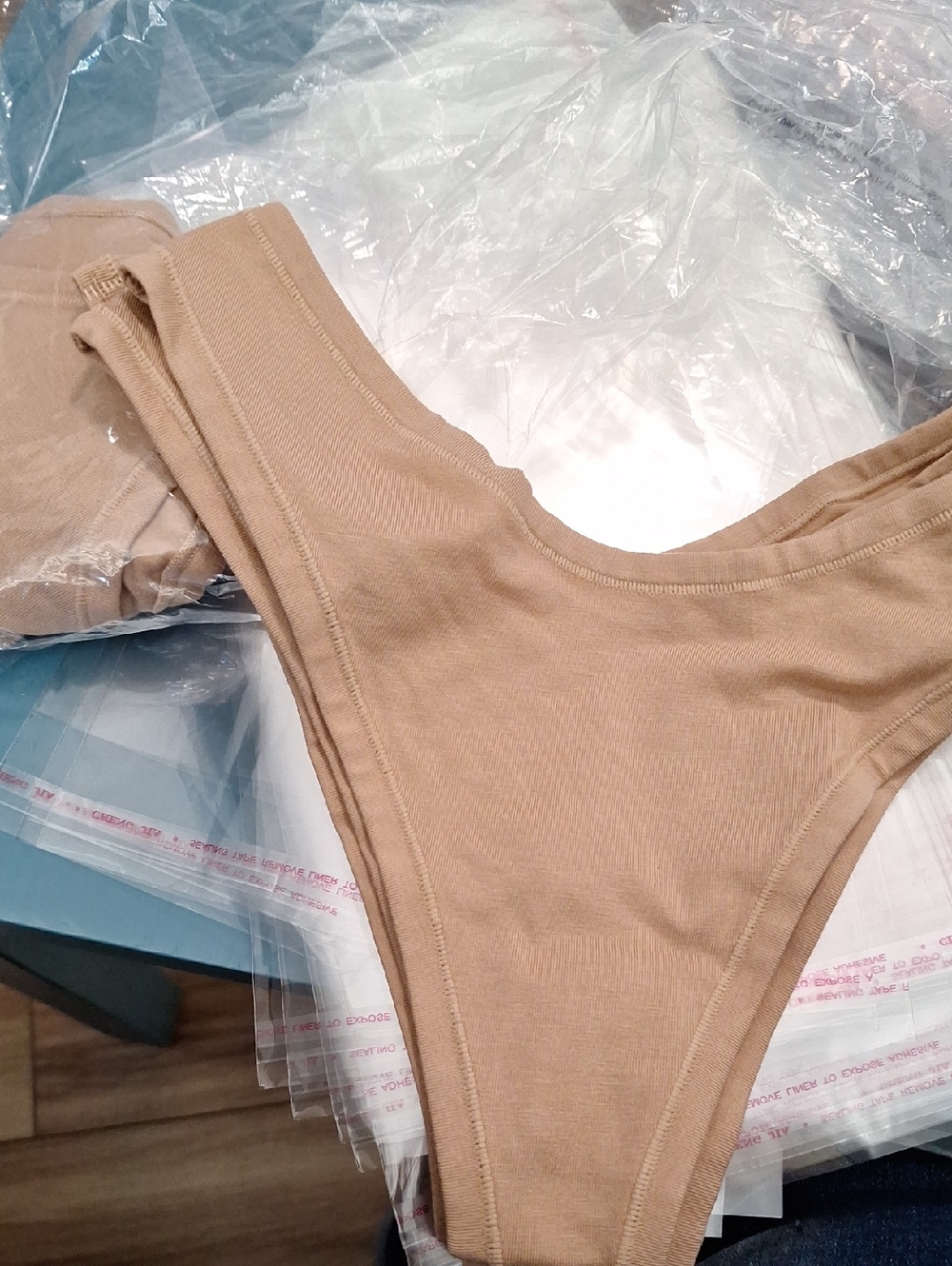 Quince SALE Organic Cotton Thong (6-pack) Beige XS NEW